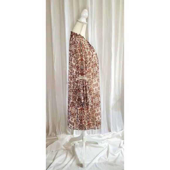 Gibson Latimer Shift Dress Boho Fall Medium Floral Hippie Cowgirl Bell Sleeves - Picture 3 of 16